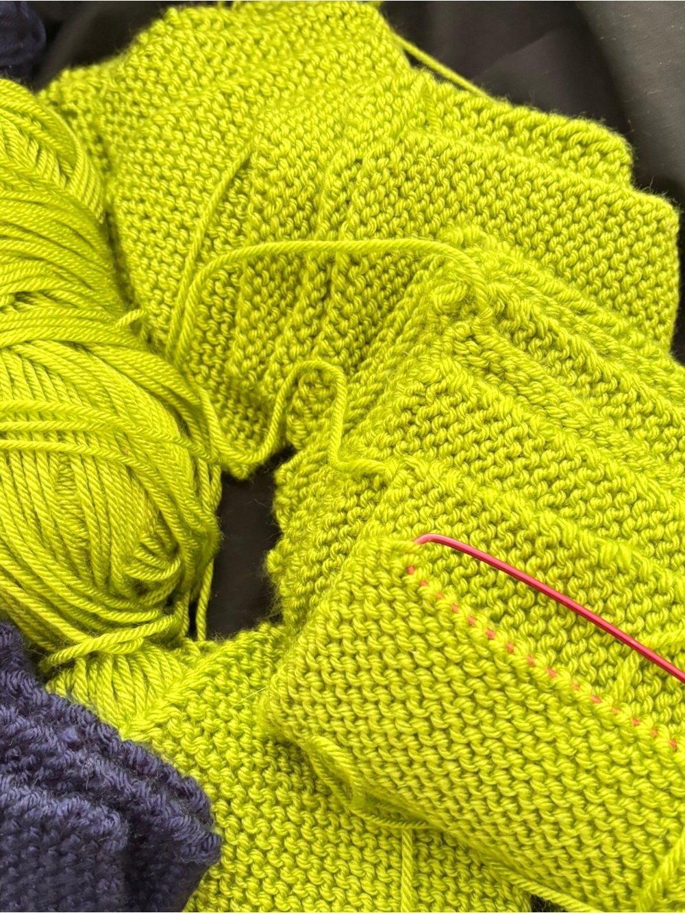 Yarn Patchwork Knitting Project Teal Dark Blue Lime Green Squares to be finished - Picture 6 of 12